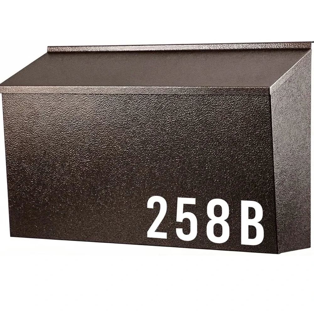 Large Wall Mounted Metal Mailbox Brown Powder Coated Non-Locking